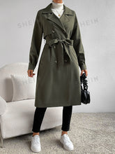 Charger l\'image dans la visionneuse de la galerie, Essnce Lapel Neck Raglan Sleeve Double Breasted Belted Trench Coat