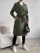 Charger l\'image dans la visionneuse de la galerie, Essnce Lapel Neck Raglan Sleeve Double Breasted Belted Trench Coat