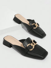 Charger l\'image dans la visionneuse de la galerie, CUCCOO BIZCHIC Women Metal Decor Square Toe Mule Flats, Fashion Outdoor Flats