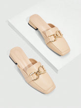 Charger l\'image dans la visionneuse de la galerie, CUCCOO BIZCHIC Women Metal Decor Square Toe Mule Flats, Fashion Outdoor Flats