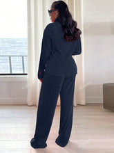 Charger l\'image dans la visionneuse de la galerie, 2pcs/Set Fashionable Pleated Shirt And Comfortable Wide Leg Pants Women's Casual Outfit