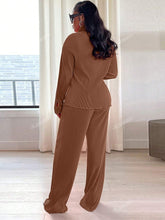 Charger l\'image dans la visionneuse de la galerie, 2pcs/Set Fashionable Pleated Shirt And Comfortable Wide Leg Pants Women's Casual Outfit
