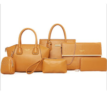 Load image into Gallery viewer, WOMEN'S RIVET PU BAG SET BAG SETS SOLID COLORED 6 PIECES PURSE SET BLACK / FUCHSIA / YELLOW