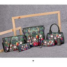 Load image into Gallery viewer, Women&#39;s Pattern / Print PU Bag Set Bag Sets Floral Print 6 Pieces Purse Set Dark Green