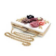 Load image into Gallery viewer, L.WEST® Women‘s Imitation Pearl / Crystal / Rhinestone / Flower Evening Bag Rhinestone Crystal Evening Bags Polyester Floral Print Light Gold / Wine / Blue