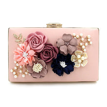 Load image into Gallery viewer, L.WEST® Women‘s Imitation Pearl / Crystal / Rhinestone / Flower Evening Bag Rhinestone Crystal Evening Bags Polyester Floral Print Light Gold / Wine / Blue