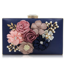 Load image into Gallery viewer, L.WEST® Women‘s Imitation Pearl / Crystal / Rhinestone / Flower Evening Bag Rhinestone Crystal Evening Bags Polyester Floral Print Light Gold / Wine / Blue