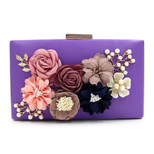 Load image into Gallery viewer, L.WEST® Women‘s Imitation Pearl / Crystal / Rhinestone / Flower Evening Bag Rhinestone Crystal Evening Bags Polyester Floral Print Light Gold / Wine / Blue