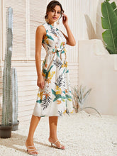 Load image into Gallery viewer, Botanical Print Self Tie Shirt Dress