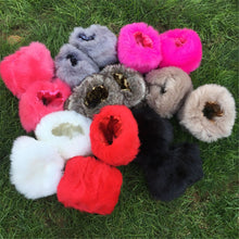 Load image into Gallery viewer, 1 pair Women Fashion Winter Warm Faux Fur Elastic Wrist Slap On Cuffs Ladies Solid Color Arm Warmer Plush Wrist Protector