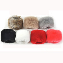 Load image into Gallery viewer, 1 pair Women Fashion Winter Warm Faux Fur Elastic Wrist Slap On Cuffs Ladies Solid Color Arm Warmer Plush Wrist Protector
