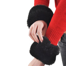 Load image into Gallery viewer, 1 pair Women Fashion Winter Warm Faux Fur Elastic Wrist Slap On Cuffs Ladies Solid Color Arm Warmer Plush Wrist Protector