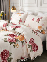 Charger l\'image dans la visionneuse de la galerie, Pom Pom Decor Flower Print Duvet Cover Set Without Filler