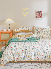Charger l\'image dans la visionneuse de la galerie, Pom Pom Decor Flower Print Duvet Cover Set Without Filler
