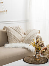 Charger l\'image dans la visionneuse de la galerie, Tufted Tassel Decor Cushion Cover Without Filler, Beige Tufted Throw Pillow Case, For Sofa, Living Room