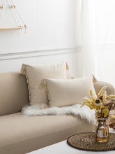 Charger l\'image dans la visionneuse de la galerie, Tufted Tassel Decor Cushion Cover Without Filler, Beige Tufted Throw Pillow Case, For Sofa, Living Room