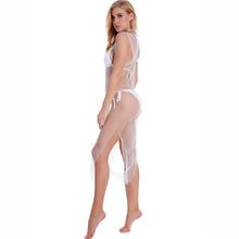 Charger l\'image dans la visionneuse de la galerie, Festival Queen Bling Rhinestones White Black Mesh Hollow Out Dress