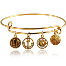 Charger l\'image dans la visionneuse de la galerie, Gold Wanderlust Charm Bangle (Ships From USA)