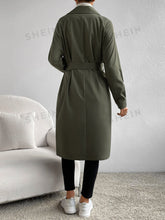 Load image into Gallery viewer, Essnce Lapel Neck Raglan Sleeve Double Breasted Belted Trench Coat