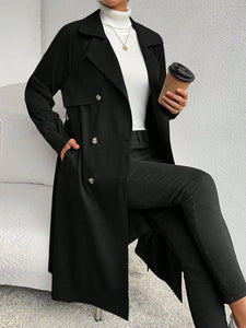 Essnce Lapel Neck Raglan Sleeve Double Breasted Belted Trench Coat