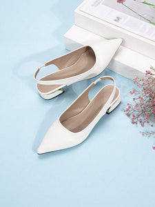 Women's Pointed Toe Flat Back Thick Heel Shoes