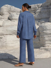 Load image into Gallery viewer, Clasi Solid Color Button Down Long Sleeve Shirt And Wide Leg Pants