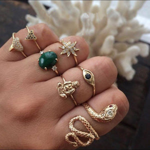 Vintage Knuckle Ring Sets For Women Boho Crystal Stone Geometric Figure Rings Female Bohemian 2021 Jewelry Gift