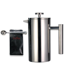 Charger l\&#39;image dans la visionneuse de la galerie, Best French Press Coffee Maker - Double Wall 304 Stainless Steel - Keeps Brewed Coffee or Tea Hot-3 size with sealing clip/Spoon