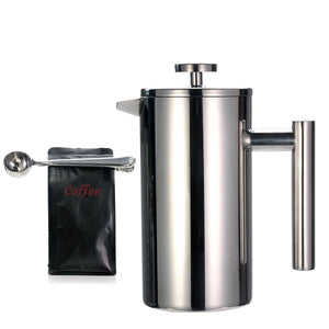 Best French Press Coffee Maker - Double Wall 304 Stainless Steel - Keeps Brewed Coffee or Tea Hot-3 size with sealing clip/Spoon