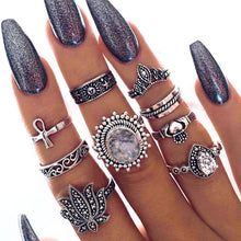 Charger l\&#39;image dans la visionneuse de la galerie, Vintage Knuckle Ring Sets For Women Boho Crystal Stone Geometric Figure Rings Female Bohemian 2021 Jewelry Gift