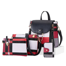 Load image into Gallery viewer, 4 Pcs Set Ladies HandBags Large Capacity Handbags Plaid Color Backpack