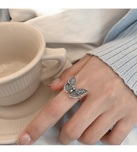 XIYANIKE Silver Color  Open Adjustable Ring Retro Simple Butterfly Ring Fashion Trend Handmade Ring For Women