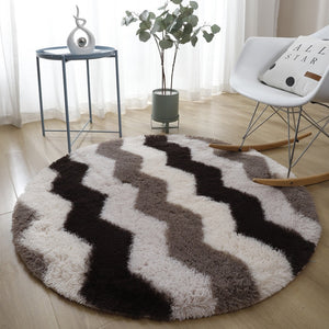 Bedroom striped round silk carpet Nordic minimalist living room sofa plush mat home hanging basket plush mat