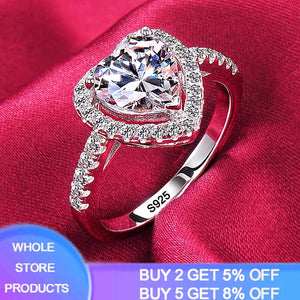 Never Fade Luxury Original Rings For Women Engagement Gift Proposal Jewelry Bride Wedding Bands Allergy Free (Sent Earrings)