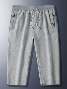 Summer Zip Pockets Sweatshorts Men Sportswear Breathable Cotton Workout Baggy
