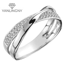 Load image into Gallery viewer, Newest Fresh Two Tone X Shape Cross Ring for Women Wedding Trendy Jewelry Dazzling CZ Stone Large Modern AnillModern Rings