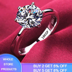 Never Fade Luxury Original Rings For Women Engagement Gift Proposal Jewelry Bride Wedding Bands Allergy Free (Sent Earrings)