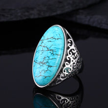 Load image into Gallery viewer, Women&#39;s Ring Silver Ring Fine Jewelry Vintage Turquoise Hollow Elegant Ring