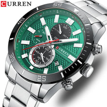 Charger l\'image dans la visionneuse de la galerie, CURREN Men's Fashion Sports Waterproof Stainless Steel Luminous Quartz Watch Classic Business Casual Date Watch reloj hombre