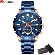 Charger l\'image dans la visionneuse de la galerie, CURREN Men's Fashion Sports Waterproof Stainless Steel Luminous Quartz Watch Classic Business Casual Date Watch reloj hombre
