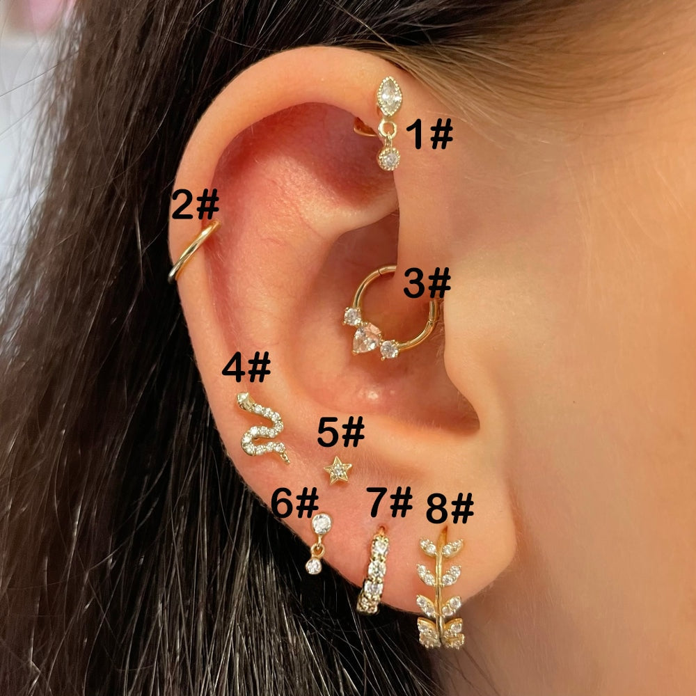 Daith Ear Ring Piercing Earrings for Women Jewelry 2023 1PC Gold Color Star