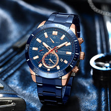 Charger l\'image dans la visionneuse de la galerie, CURREN Men's Fashion Sports Waterproof Stainless Steel Luminous Quartz Watch Classic Business Casual Date Watch reloj hombre