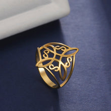 Load image into Gallery viewer, Witch Knot Stainless Steel Ring Wiccan Cross Celtics Knot Women Rings Witchcraft Good Luck Protection Amulet New Year 2023 Gifts