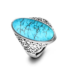 Charger l\&#39;image dans la visionneuse de la galerie, Women&#39;s Ring Silver Ring Fine Jewelry Vintage Turquoise Hollow Elegant Ring