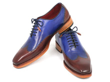 Load image into Gallery viewer, Paul Parkman Men&#39;s Wingtip Oxford Goodyear Welted Blue &amp; Brown (ID#81BLU57)