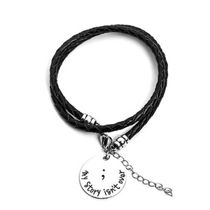 Semicolon Hand Stamped Bracelet (Ships From USA)