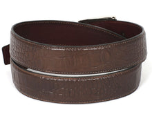 Load image into Gallery viewer, PAUL PARKMAN Men&#39;s Crocodile Embossed Calfskin Leather Belt Hand-Painted Brown (ID#B02-BRW)