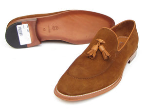 Paul Parkman Men's Tassel Loafer Tobacco Suede Shoes (ID#087-TAB)