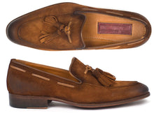 Charger l\&#39;image dans la visionneuse de la galerie, Paul Parkman Men&#39;s Tassel Loafer Brown Antique Suede Shoes (ID#TAB32FG)