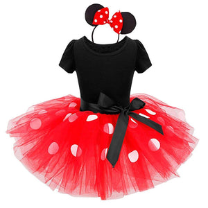 Minnie Costume Baby Girl Dress Mouse Ear Headband Polka Dot Dress